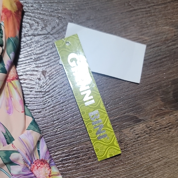 Gianni Bini Floral One Piece Swimsuit - Peach and Green - Picture 2 of 5